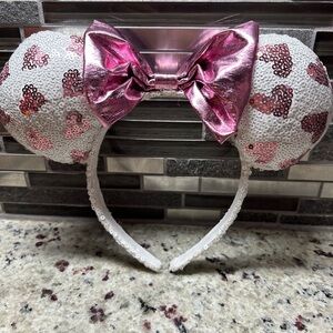 Disney Pink and White Sequin Minnie Mouse Ears